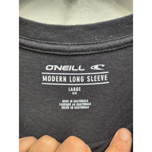 O'neill Mens Long Sleeve T-Shirt Large Black Printed Back Crew Neck Pullover - Picture 3 of 8